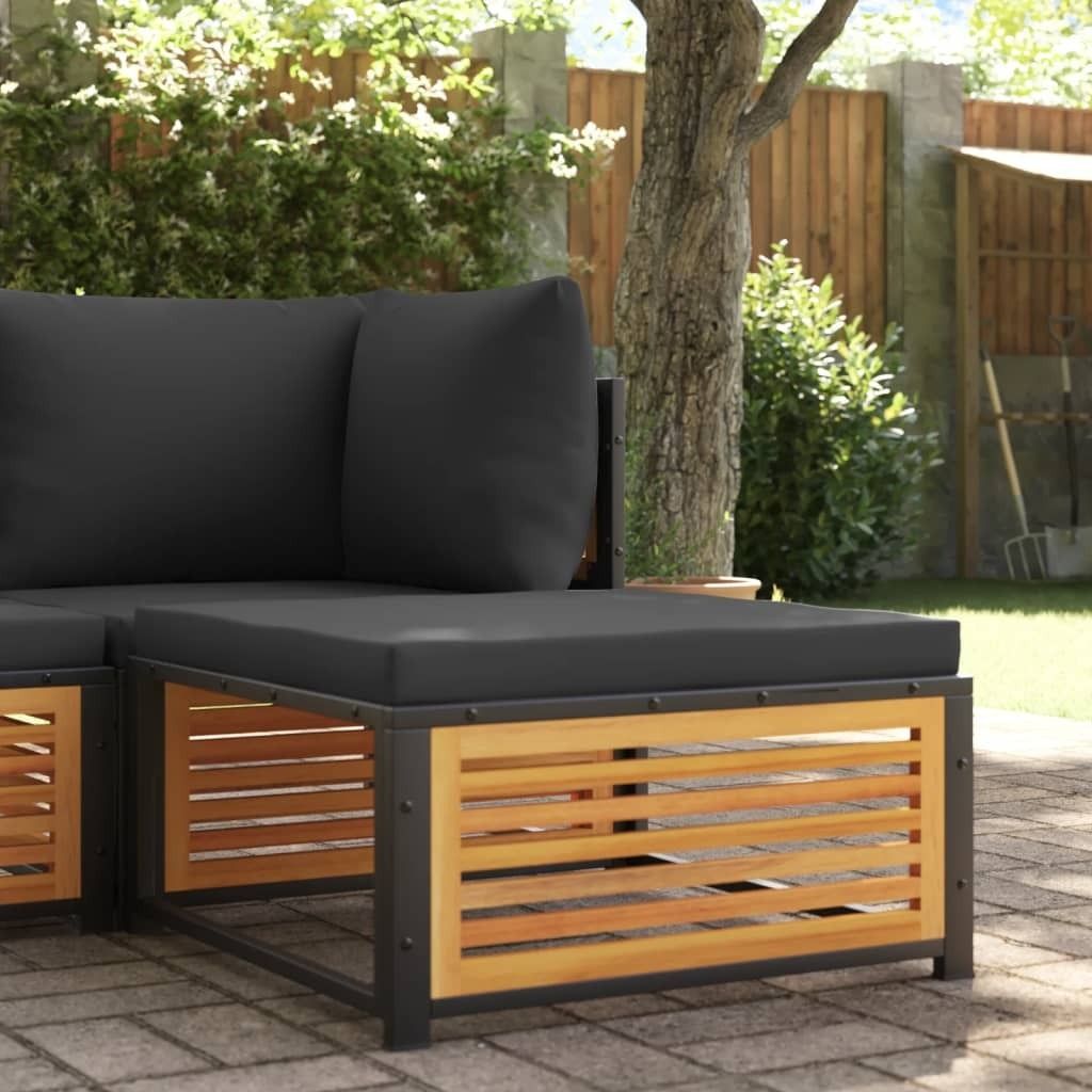 Möbel Gartenhocker mit Kissen 68x68x30 cm Massivholz Akazie - Gartensessel 367640