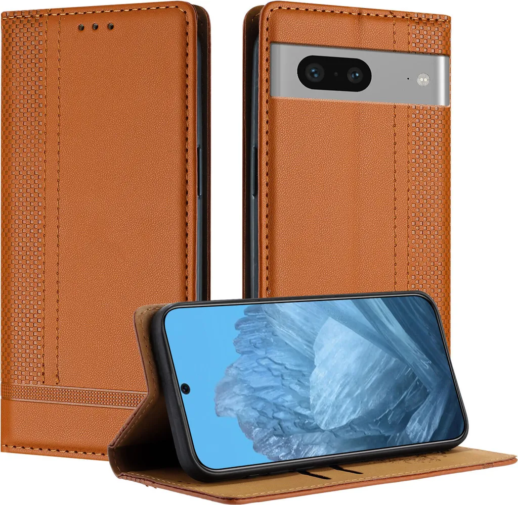 Cover Robusta Google Pixel 7 Pelle Marrone | Protezione Urti Stand
