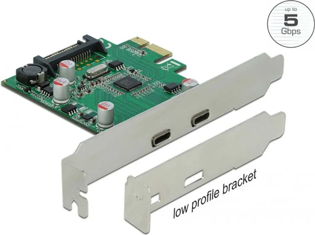 Carte d'extension PCIe USB 3.2 Gen 1 avec double sortie USB-C 5Gbps