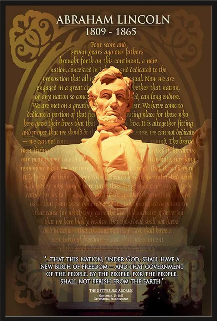 Poster Abraham Lincoln Monument avec cadre Shinsuke Maxi noir 61x91,5 cm