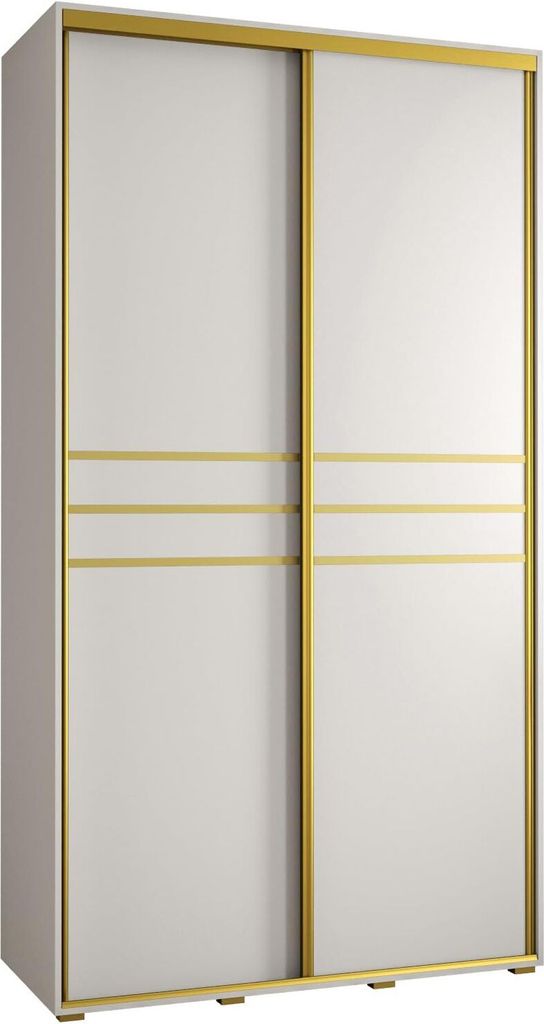 MEBLE KRYSPOL Davos 10 Schrank, zwei Türen - 235,2x140x60 cm - Weiß Weiß Gold