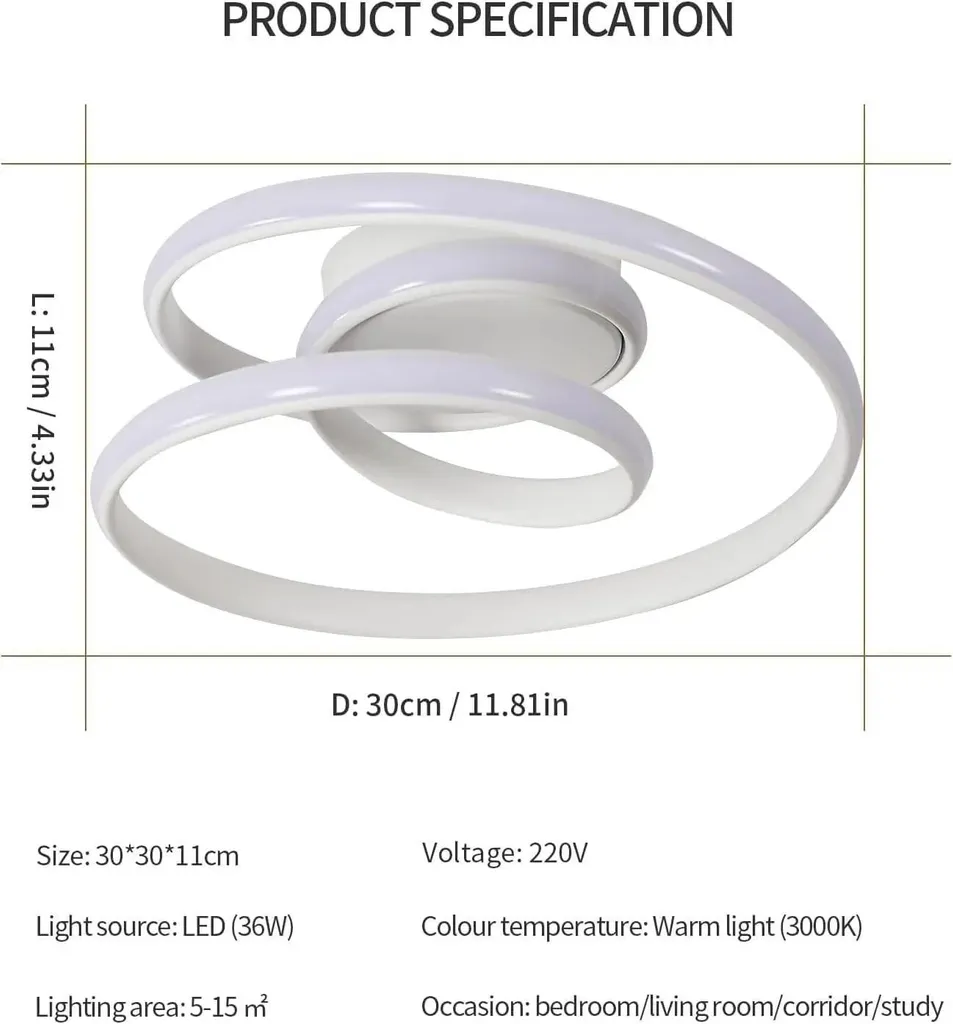 Plafonnier LED design blanc chaud pour éclairage salon et chambre - 7