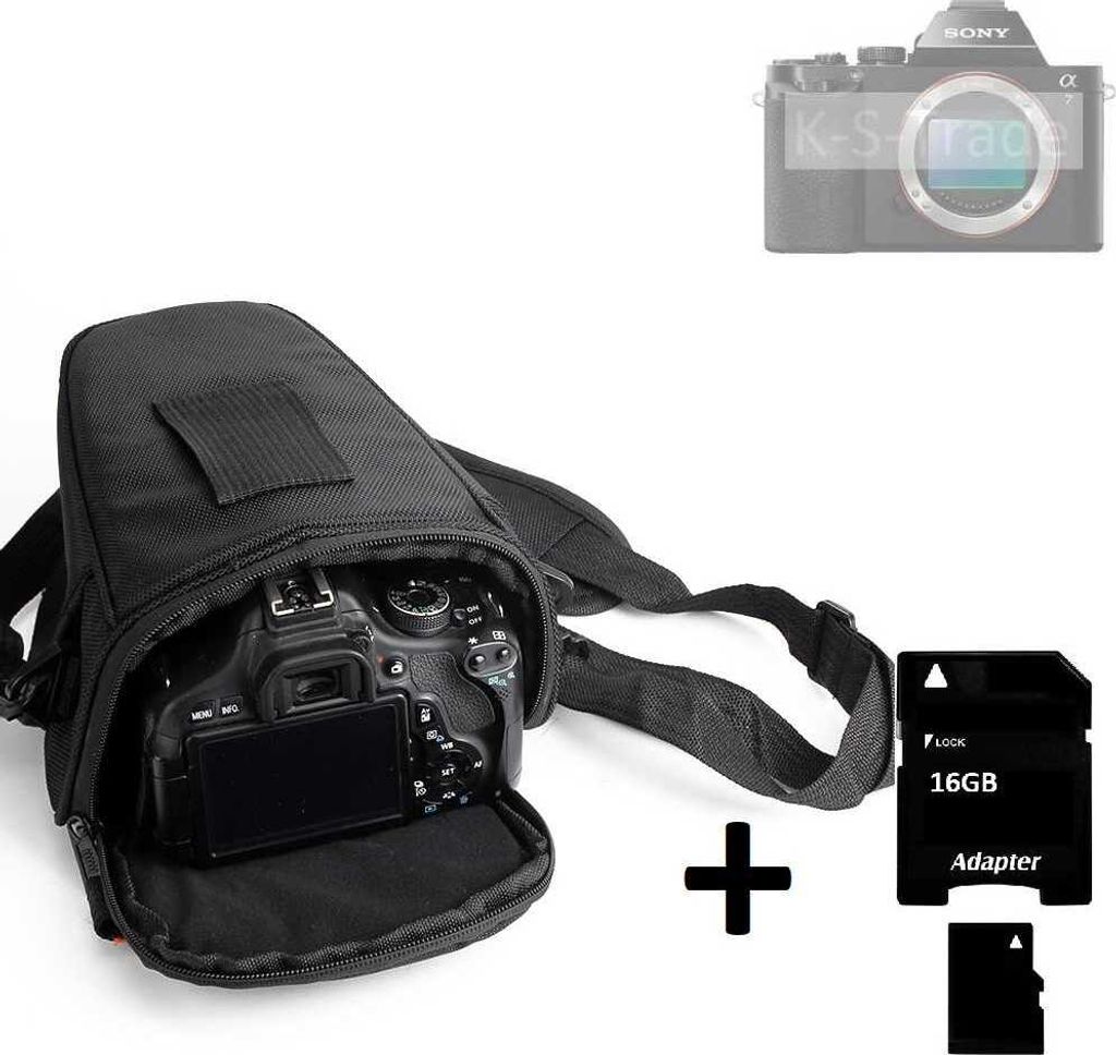 K-S-Trade Schultertasche kompatibel mit Sony A7 Colt Kameratasche für Systemkameras DSLR DSLM SLR, Bridge etc., + 16GB Speicherkarte Schutzhülle