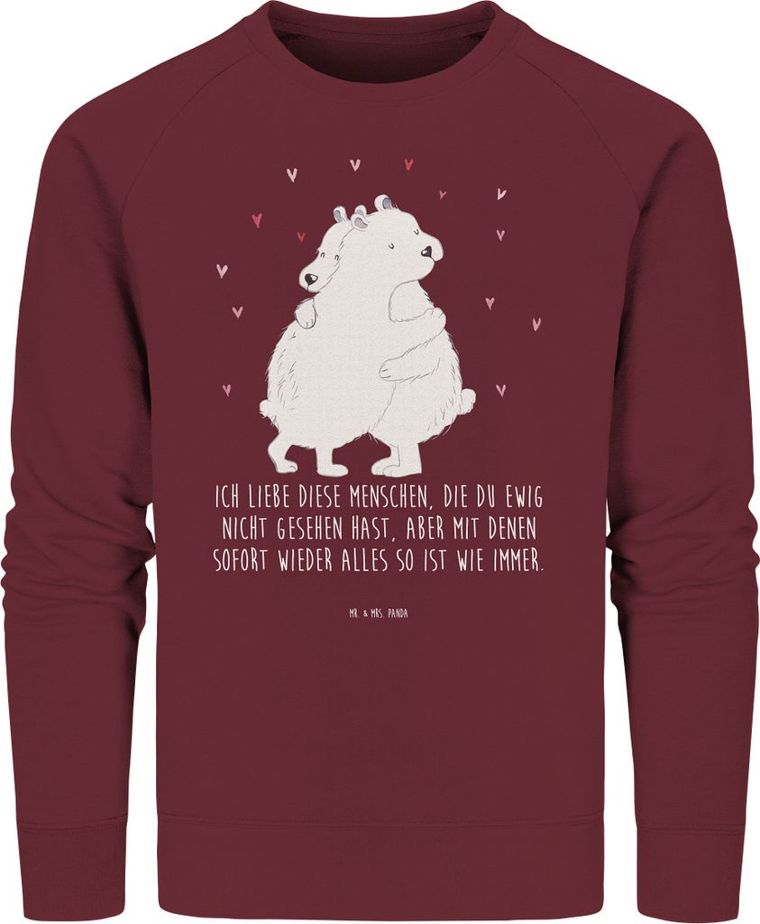 Mr. & Mrs. Panda Baumwoll Pullover Eisbär Umarmen Größe XL - Burgundy - Geschenk, Lustige Sprüche, Sweater, Pulli, Rundhals, Sweatshirt
