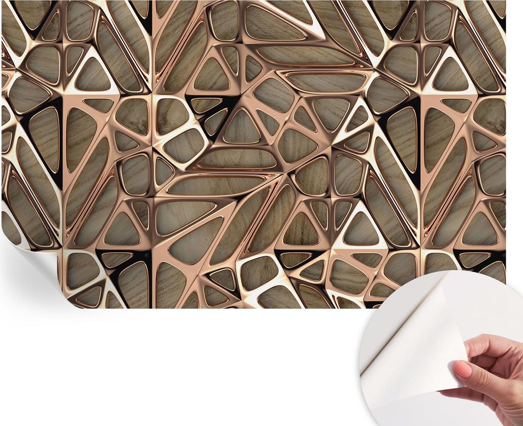 Selbstklebende Wandtapete - Dekorative Tapete für Wohnzimmer - Klebefolie für Wandbilder - Tapetenfolie für Wanddekoration - 416x254 - Geometris...