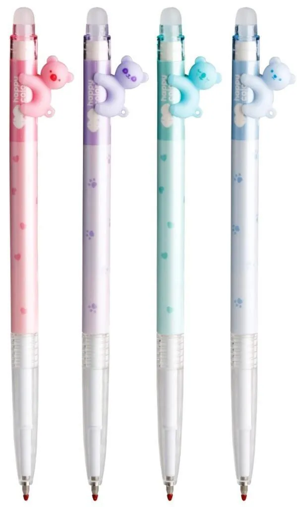 Stylo effaçable 0.5mm bleu Bears Pastel avec encre thermosensible x12