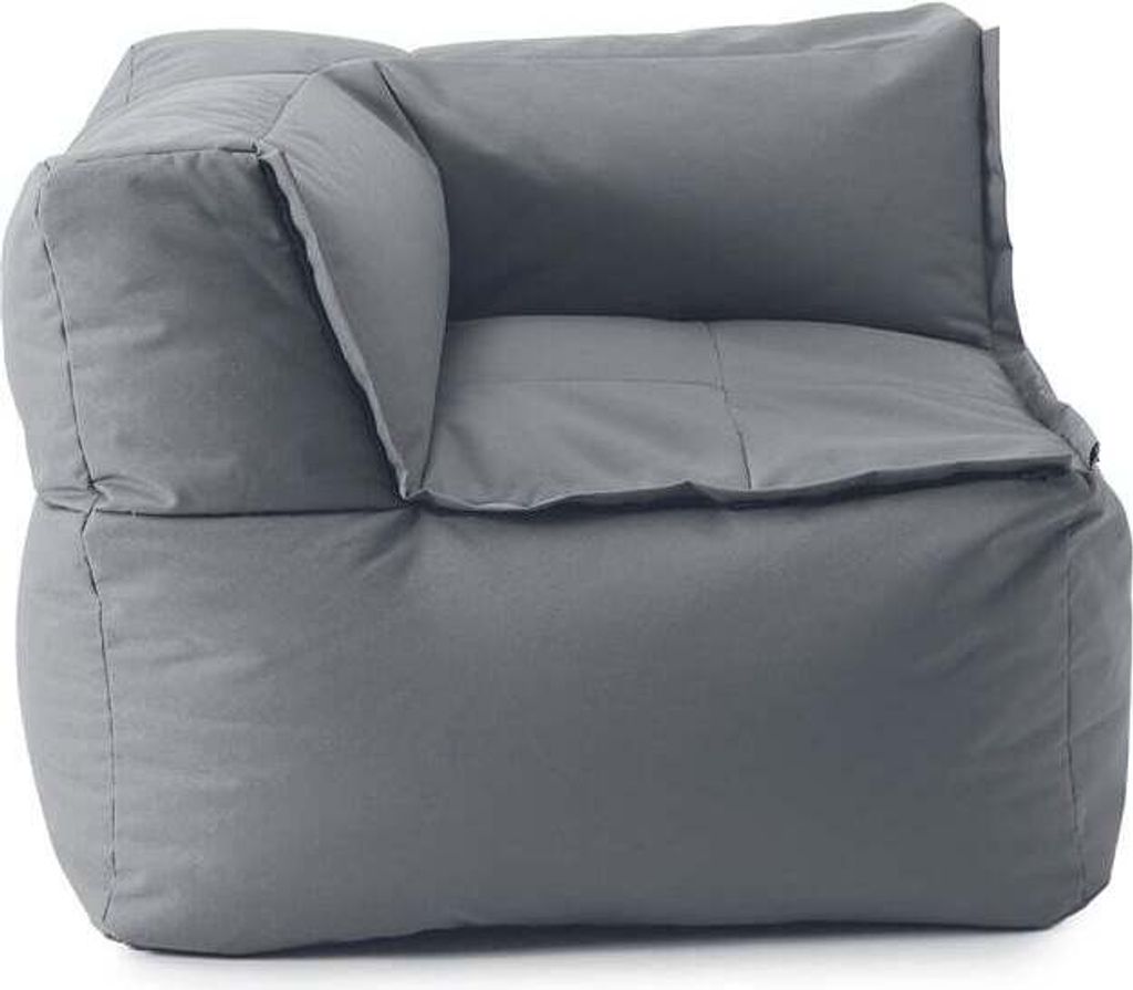 A gray corner beanbag sofa module is shown against a white background.