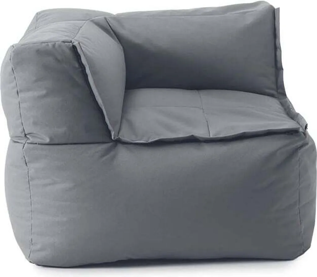 Pouf canapé d'angle gauche modulable en tissu gris Lumaland 340L