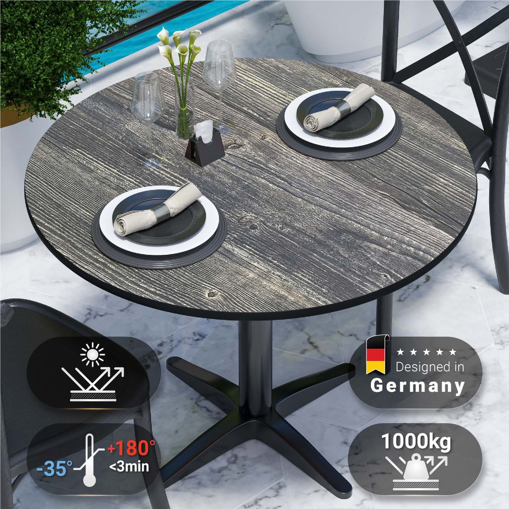 COMPACT | Gastro HPL Tischplatte | Ø 60 cm | Rustikal Produktbild 