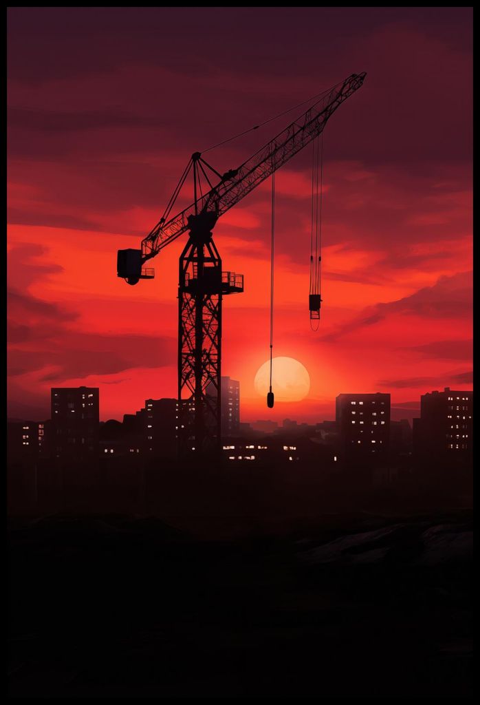 Plakat 67,5x100cm Dämmerung Über der Baustelle