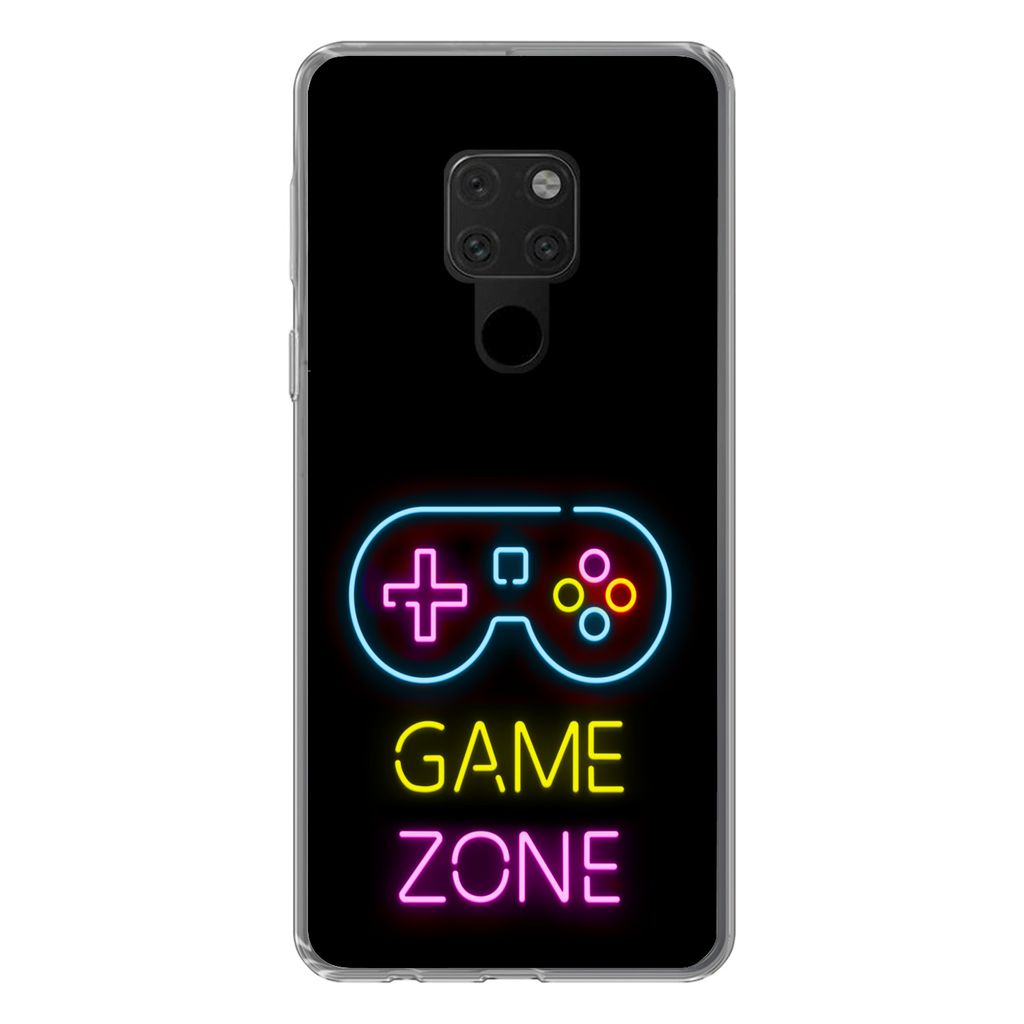 MuchoWow Handyhülle Schutzhülle Hülle für Huawei P40 Lite Controller - Spiel - Neon - Schwarz - Zitate - Spielzone Silikon Softcase Handy Hü...