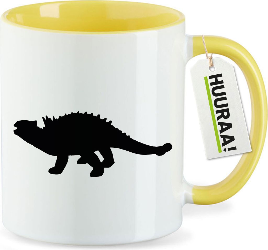 Huuraa Kaffeetasse Ankylosaurus Dinosaurier 330ml Gelb Keramik Kaffeebecher Geschenkidee