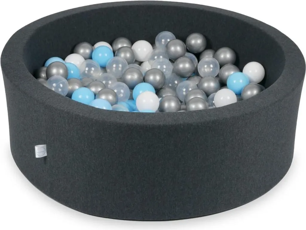 Piscine à balles graphite 90x30cm avec 200 balles pastel pour enfant