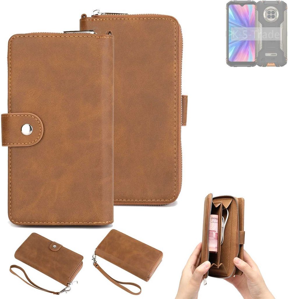 K-S-Trade Handyhülle Schutzhülle kompatibel mit Doogee V31 GT & Portemonnee Tasche Handytasche Case Etui Geldbörse Wallet braun (1x)