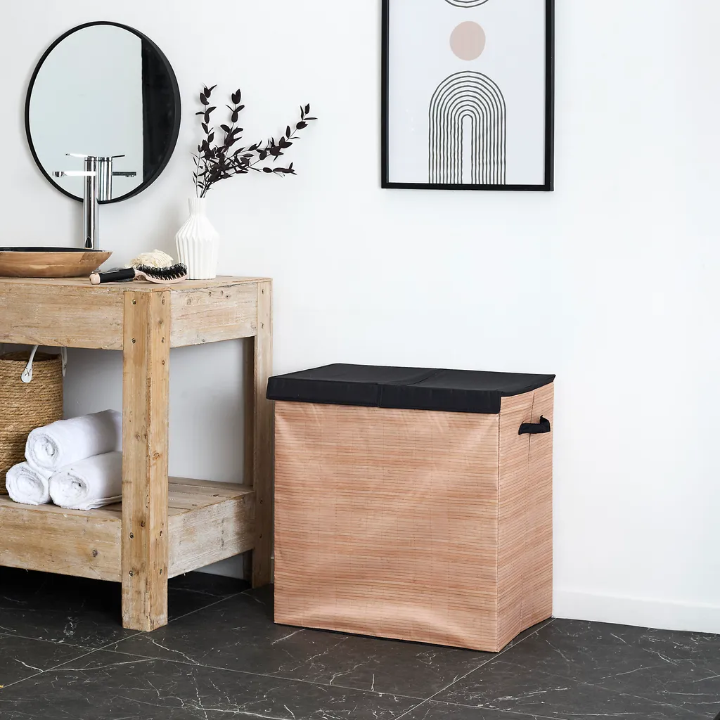 Panier à Linge Double de Chambre 58cm - Organiseur de Tri pour la Famille