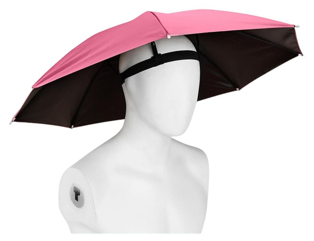 69 cm UV-Schutz-Regenschirmhut, freihändig nutzbar, mit elastischem Kopfband, wasserdicht, für Kinder und Erwachsene, Outdoor-Angeln, faltbar