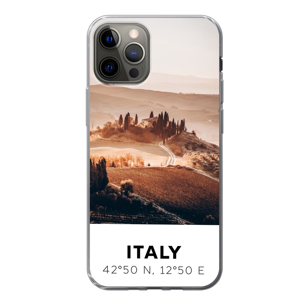 MuchoWow Handyhülle Schutzhülle Hülle für iPhone 12 Pro Toskana - Italien - Sommer Silikon Softcase Handy Hülle - Abdeckung