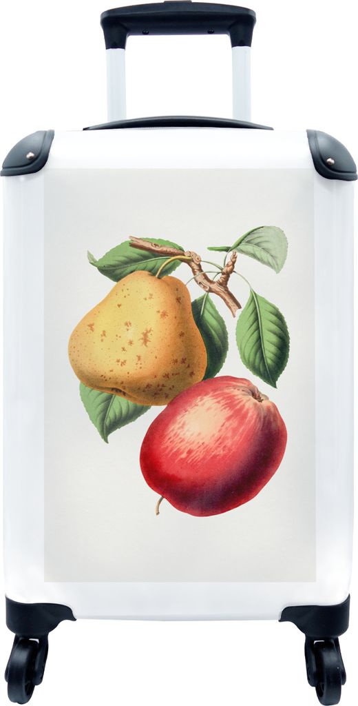 MuchoWow MuchoWow Koffer Handgepäck Trolley Rollkoffer Kleine Reisekoffer mit 4 Rollen - Apfel - Birne - Lebensmittel - Cabin Size < 55x40x23 ...