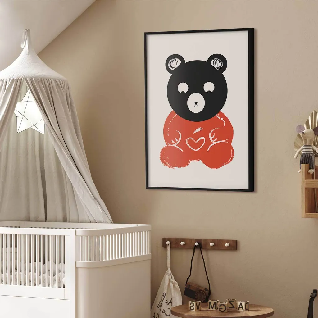 Poster Orsetto 40x60 cm con Cornice Nera e Margine | Arredo Cameretta - 2