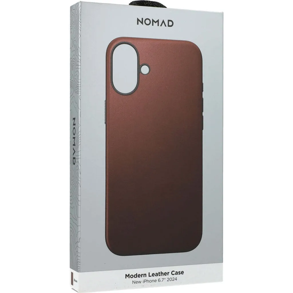 Coque de Protection iPhone 16 Plus en Cuir Marron Compatible MagSafe