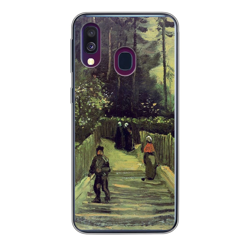 MuchoWow Handyhülle Schutzhülle Hülle für Samsung Galaxy A40 Schräger Weg in Montmartre - Vincent van Gogh Silikon Softcase Handy Hülle - H...