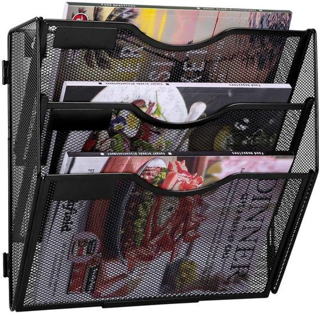 Fini le désordre avec ce porte-documents mural A4 noir à 3 sections