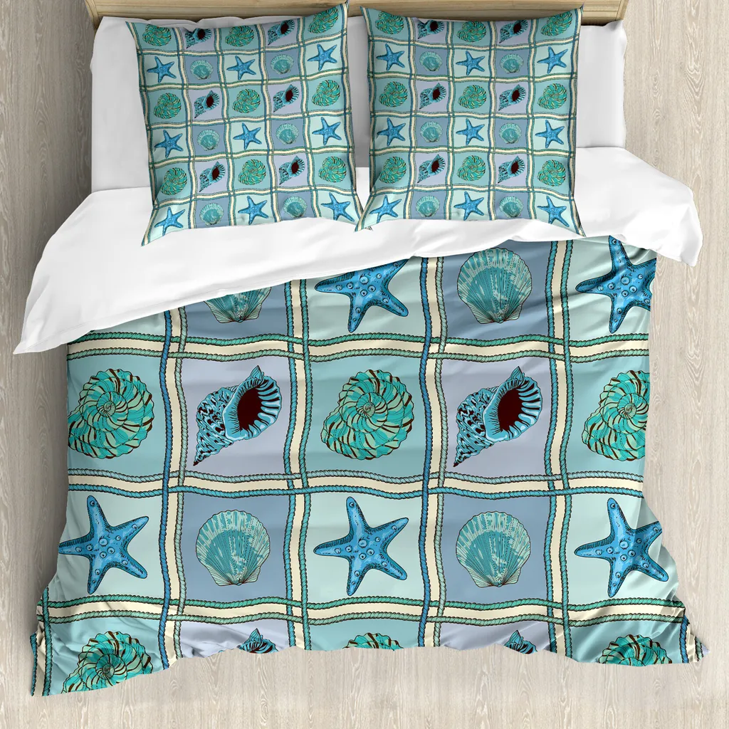 Set Copripiumino Animali Marini – Tartarughe E Oceano Blu, 230x220 Cm Con 2 Federe 50x80 Cm, Reversibile E Antigraffio