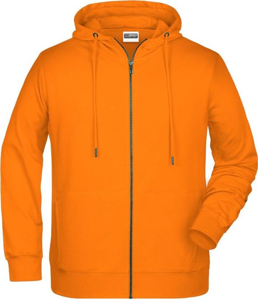 Sweat-Jacke mit Kapuze und Reißverschluss orange, Gr. M