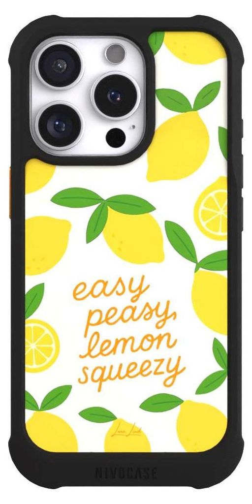 NIVOCASE Hülle für Apple iPhone 16 Pro Stoßfeste Handyhülle NIVOmax Case Schwarz Statement Zitrone Spruch