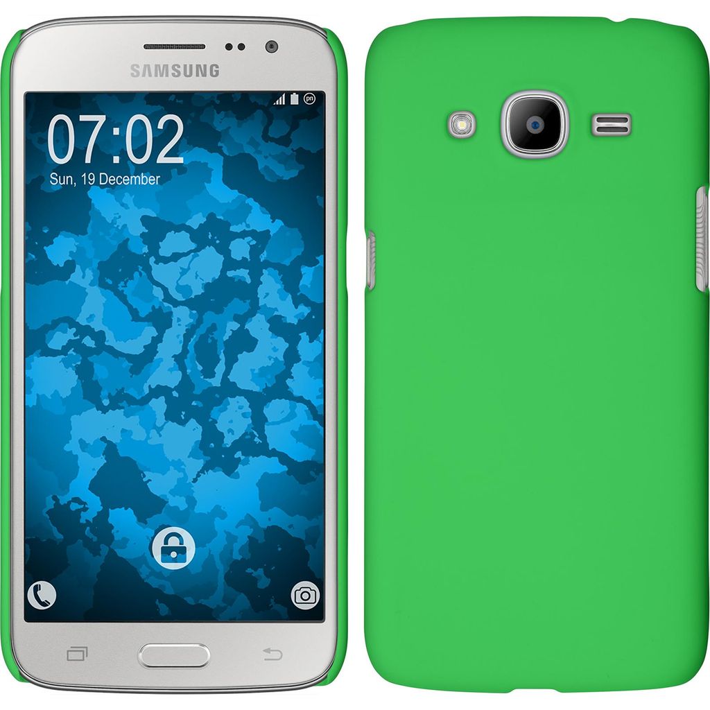 PhoneNatic Case kompatibel mit Samsung Galaxy J2 (2016) (J210) - Hülle grün gummiert Hard-case Cover