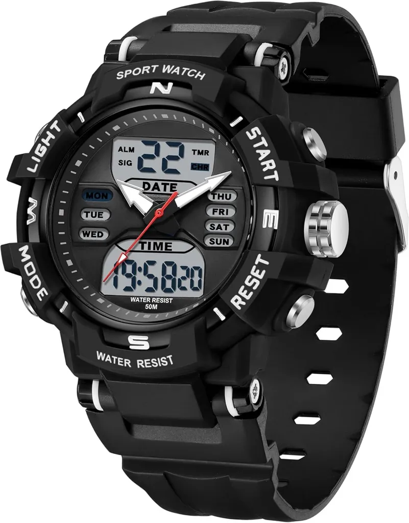 Orologio da polso per bambini Orologio digitale da donna 5ATM Orologi per bambini impermeabili per ragazzi ragazze con sveglia calendario Coutdown LED 12/24H Orologio sportivo digitale analogico