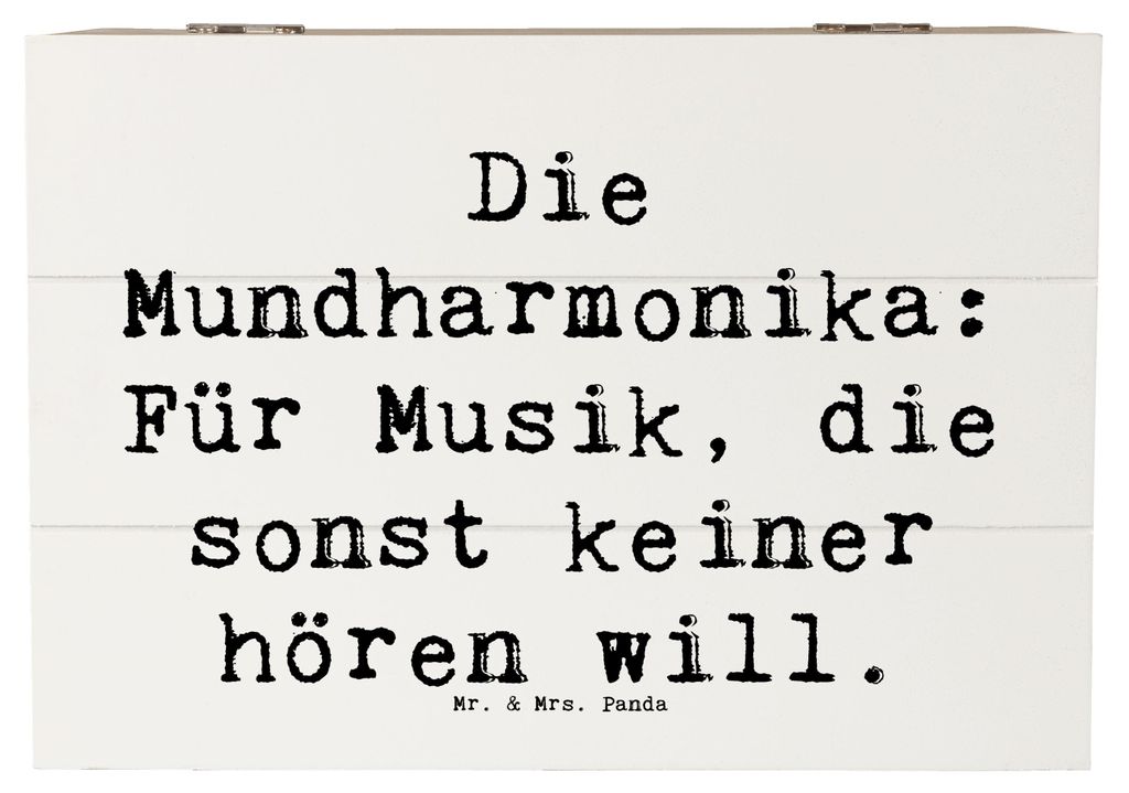 Mr. & Mrs. Panda Box Spruch Musik Mundharmonika 22 x 15 cm - Weiß - Geschenk, Blasinstrument, Holzkiste, Blues, Lernen, schmuckkiste, Truhe, Kiste...