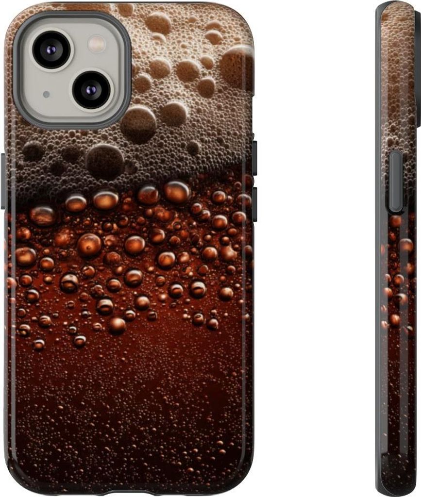 Nahaufnahme einer dunklen Bier-Schaumtextur – Hülle Kompatibel mit iPhone 14