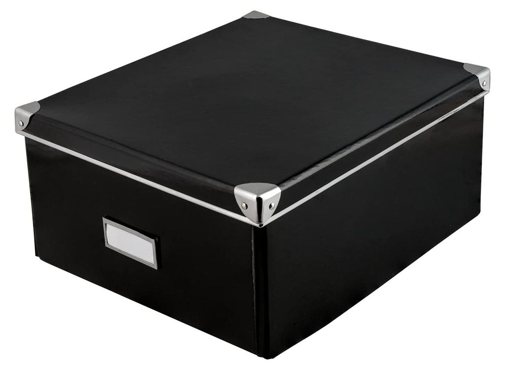 Zwarte opbergbox met deksel, 36x28x17 cm - Opvouwbare Productafbeelding 