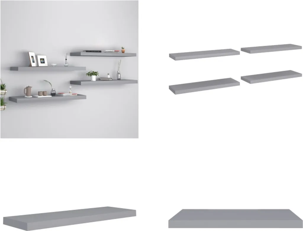 Set 4 Mensole a Muro Grigio 80cm vidaXL - Arredo Sospeso Design