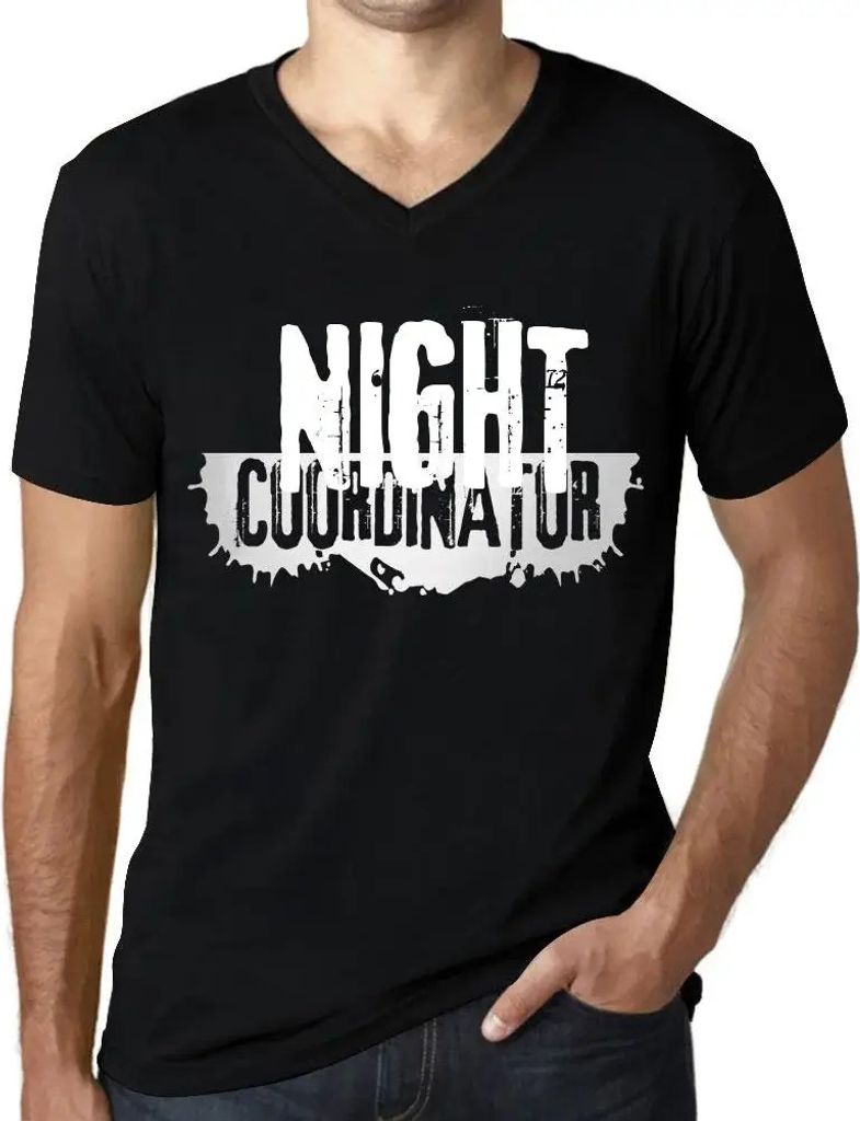 Herren Grafik T-Shirt V-Ausschnitt Nacht-Koordinator – Night Coordinator – Öko-Verantwortlich Vintage Jahrgang Kurzarm Lustige Druck Geburtstag