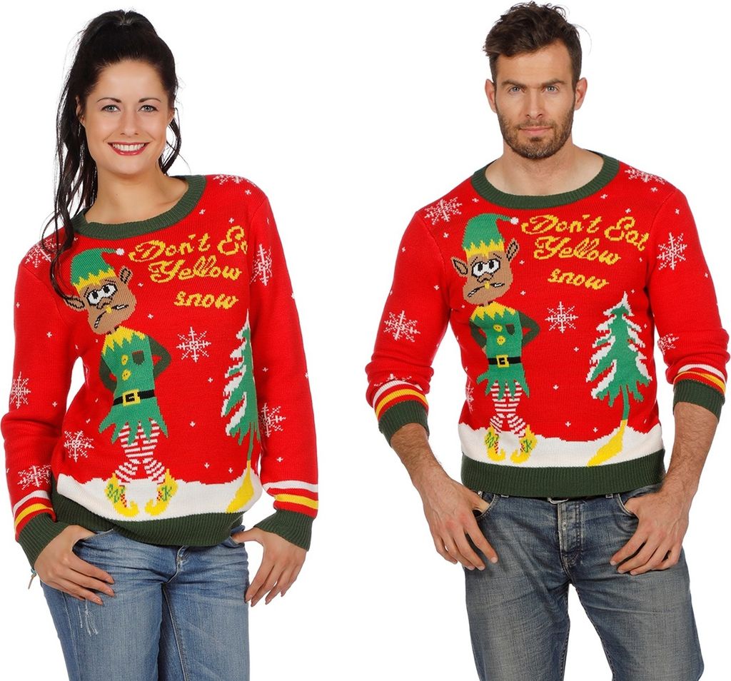 W7819-XL rot Damen Herren Weihnachtspulli Weihnachtselfe Gr.XL