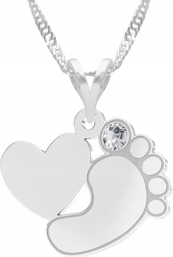 Collana Classica Piedini Bambino Argento 925 Rodiato e Zirconi