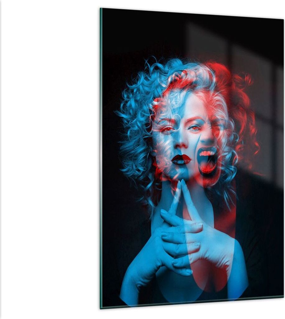 Bilder auf glas - Einteilig - Schwarz Frau Emotionen - 80x120cm - Glasbilder - Wandbilder - Bilder - zum Aufhängen bereit - Wanddekoration aus Gla...