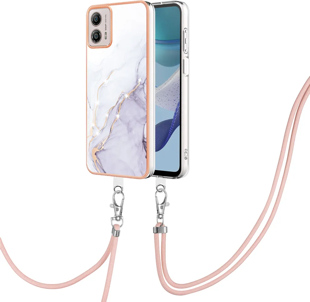 Custodia Motorola Moto G53 Bianca con Tracolla - TPU Soft Bumper