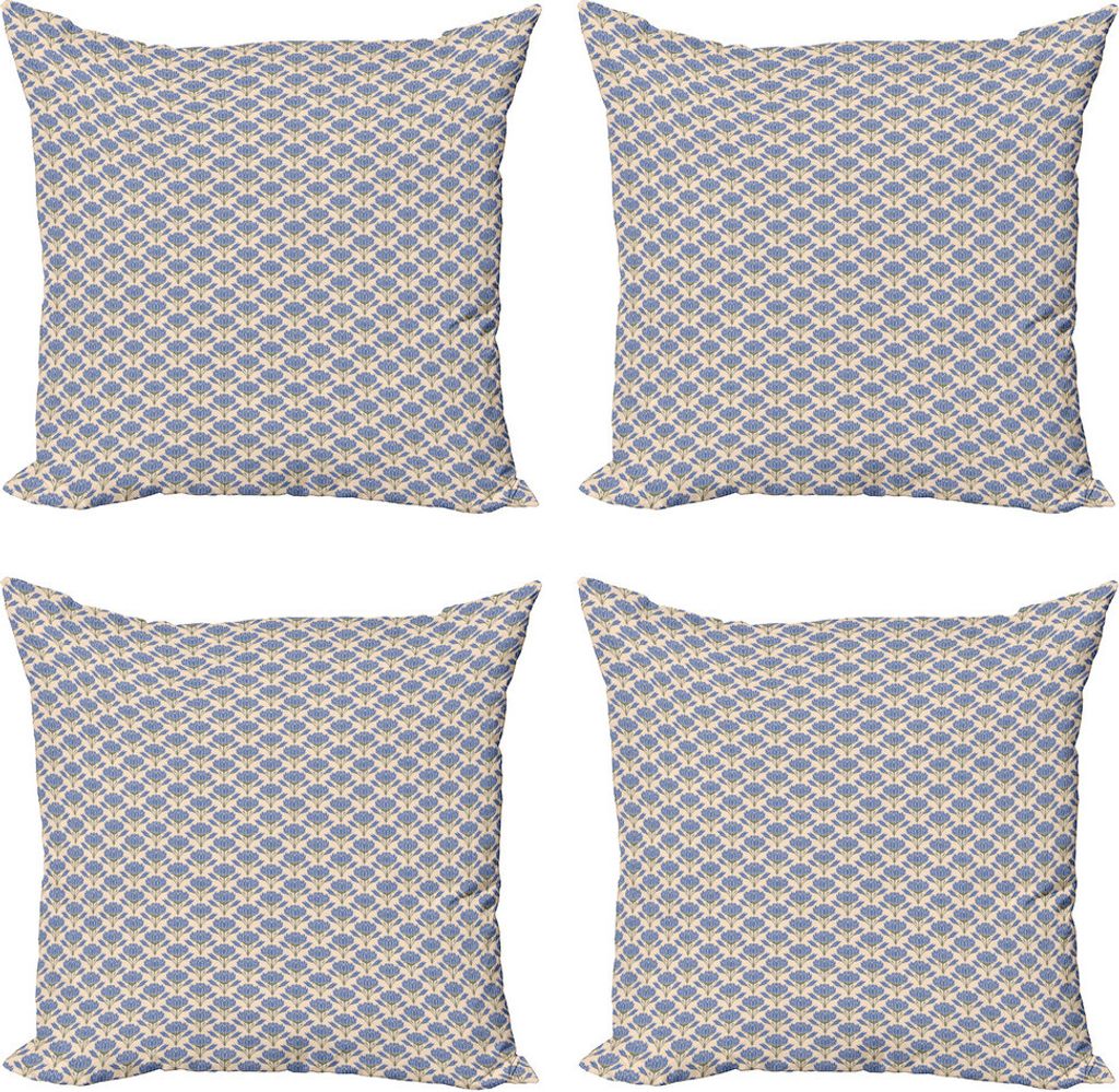ABAKUHAUS Blumen Kissenbezug Set (4 Stück), Symmetrische Blumen mit Knospen, Moderner Doppelseitiger Digitaldruck, 40 cm x 40 cm, Champagne Dunkel...