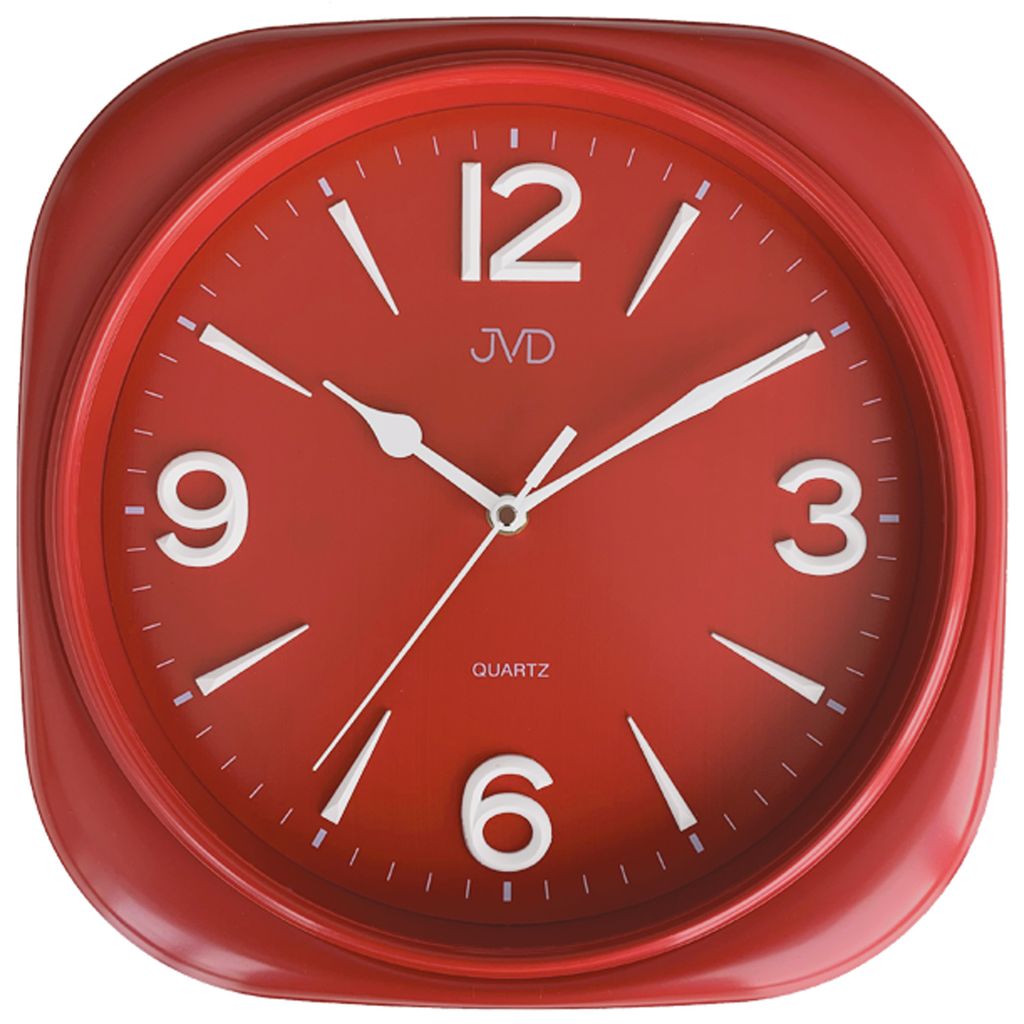 JVD HX2444.3 Wanduhr Quarz analog rot leise ohne Ticken