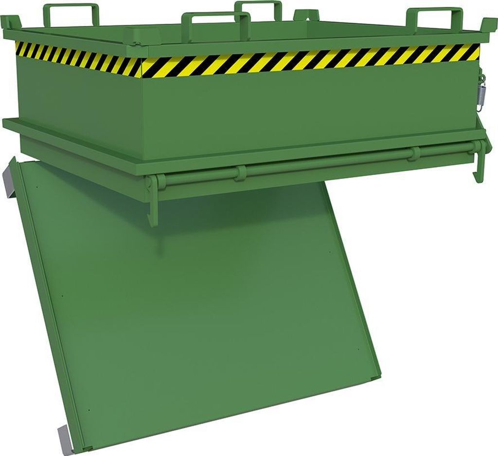 Mini-Klappbodenbehälter, gerade, LxBxH 1000x1200x625 mm, Vol. 0,37 cbm, lackiert RAL 6011 resedagrün