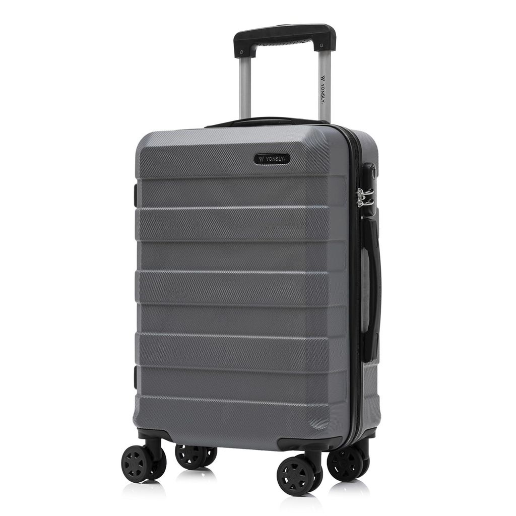 Koffer Trolley Reisekoffer Suitcase, Rollkoffer Handgepäck ,mit 4 Rollen360°, Hartschalenreisekoffer, Zahlenschloss, Weicher Gummigriff(XL, Grau)