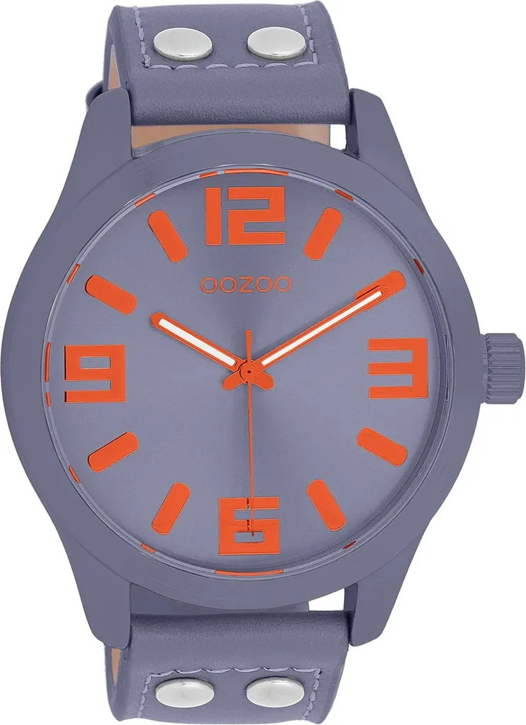 Montre analogique pour femme Oozoo bracelet en cuir gris bleu élégante