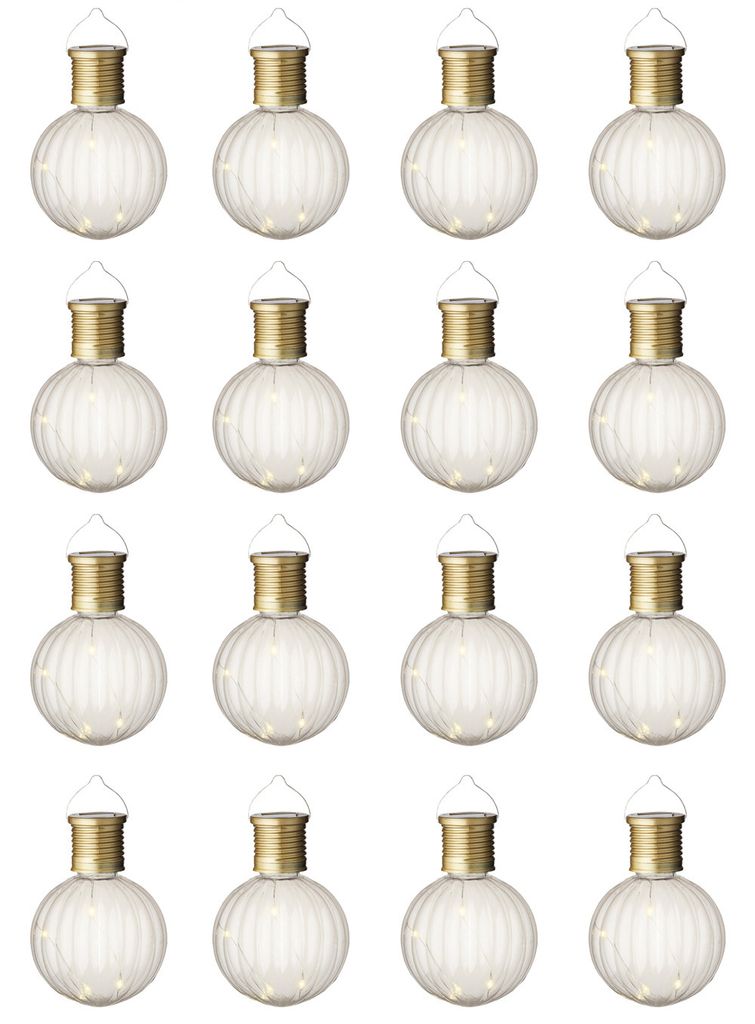 Solar Gartenleuchten LED Kugel Glühbirnen Kunststoff 8x11cm 16er Set