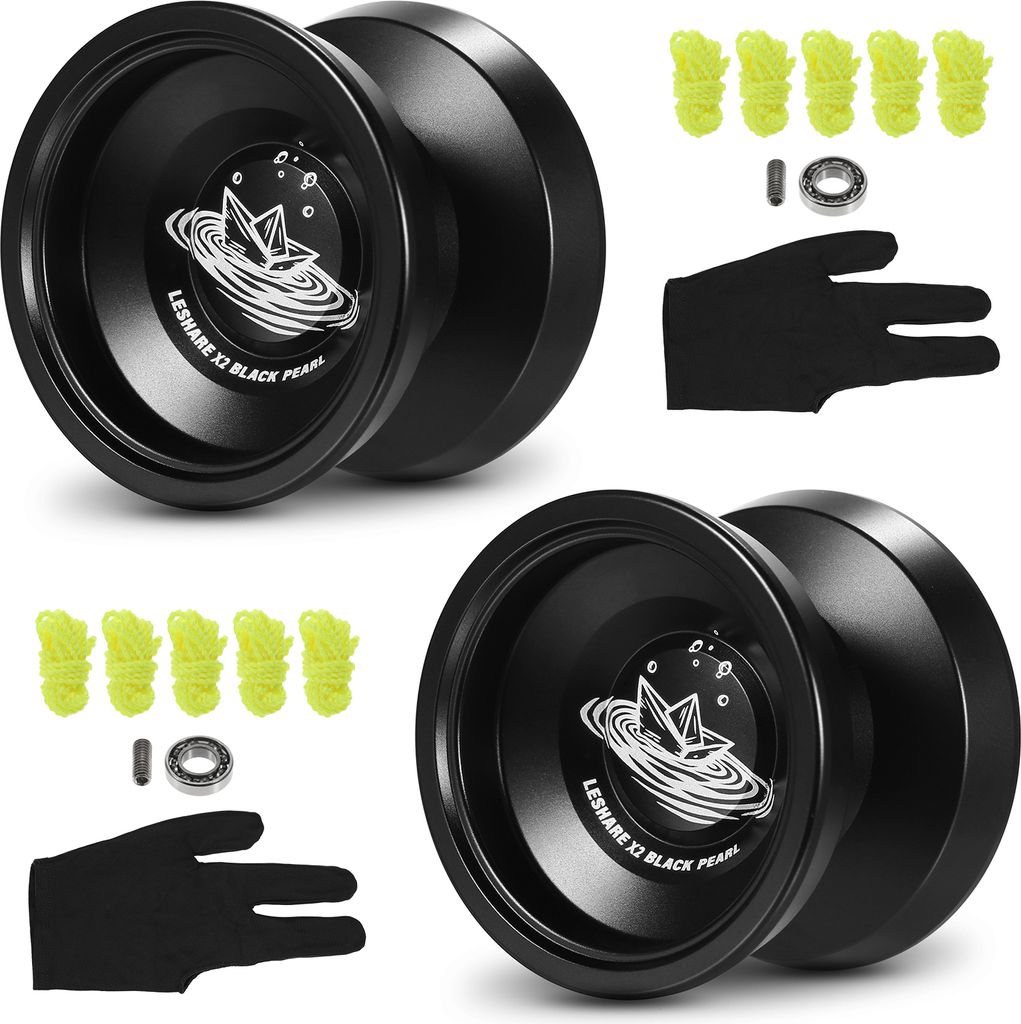 2er-Pack Aluminium-Yo-Yo-Kugeln Wettbewerbsfaehiges Yo-Yo-Geschenk mit Lagerschnueren und Handschuhen