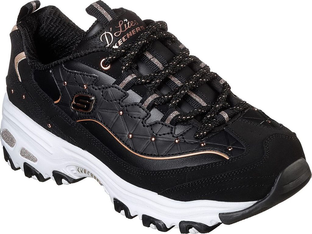 Skechers Sport Womens D'LITES GLAMOUR FEELS Sneakers Damen Schuhe Schwarz, Schuhgröße:36.5 EU