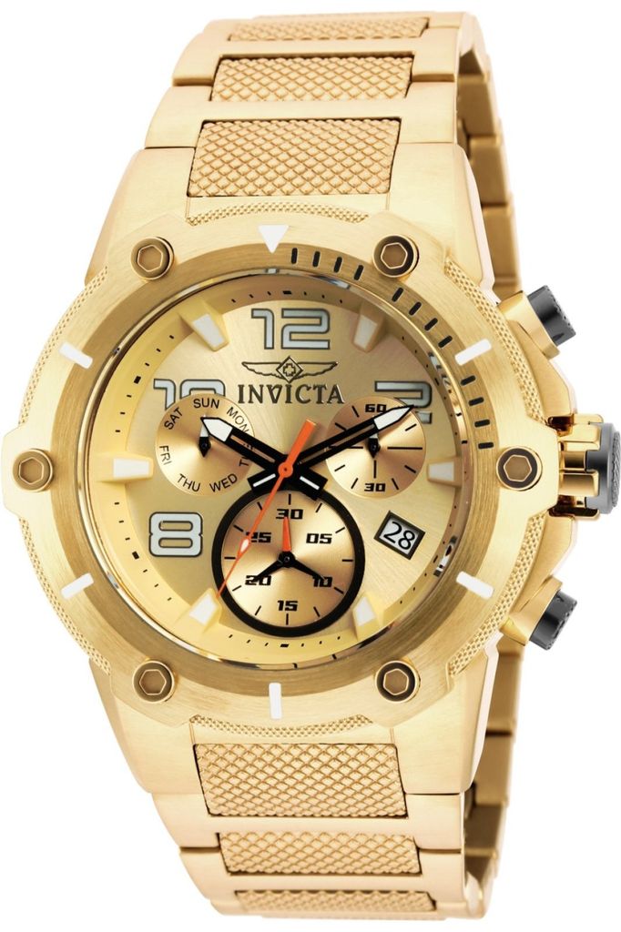 Invicta Speedway 19529 Herren uhr - Wasserdicht - Analog - Quarzuhrwerk - Edelstahl mit goldenen zifferblat - 51mm
