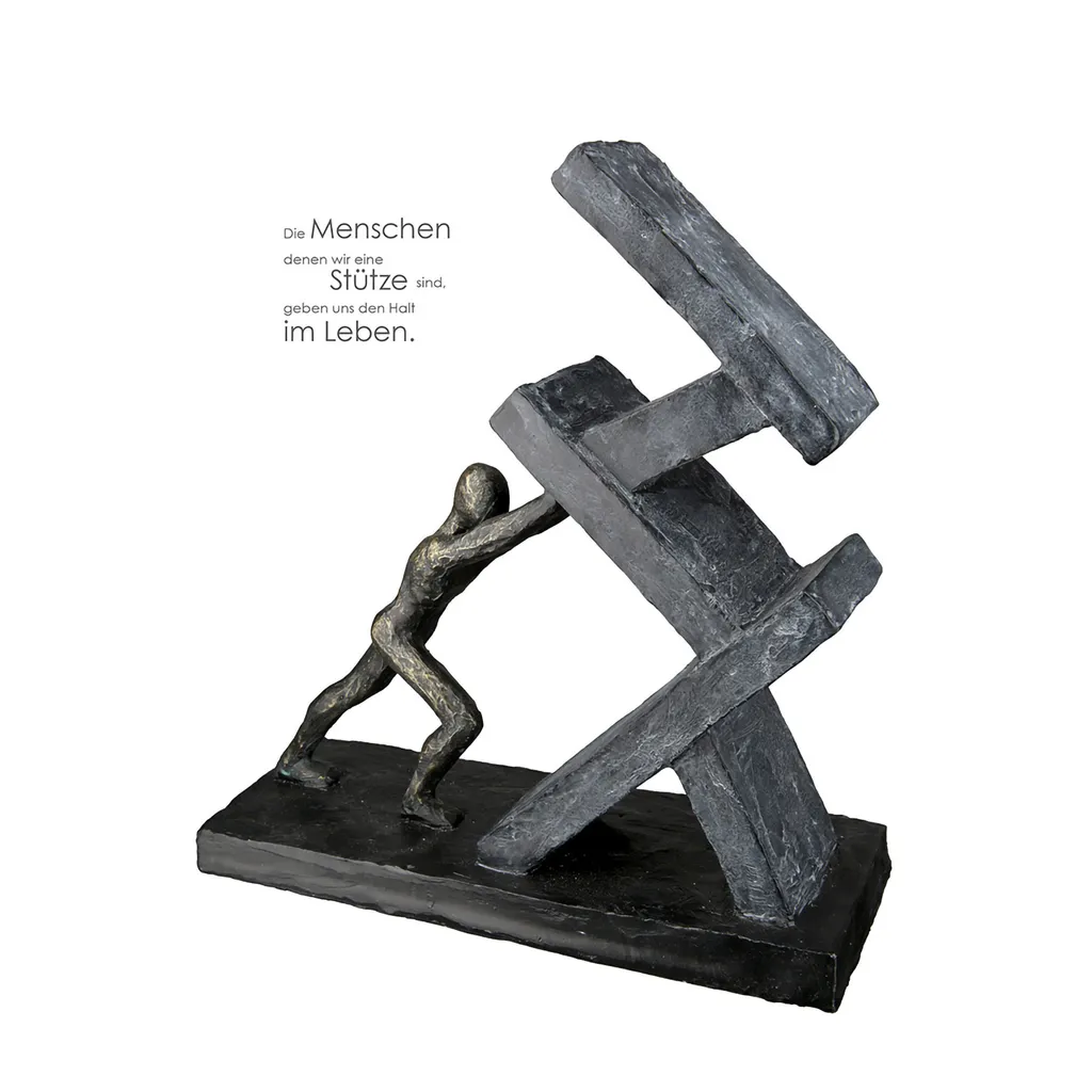 Gilde Skulptur Holding Anthracite et Bronze 37352 - Statue Déco 23,5 cm